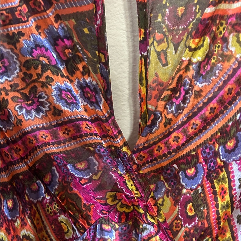 Anthropologie Red Paisley Boho Wrap Maxi Dress - Picture 7 of 8